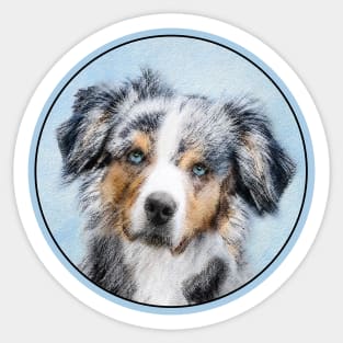 Miniature American Shepherd Painting - Dog Art Sticker